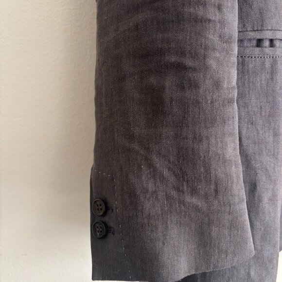 John Varvatos Grey/Brown Peak Lapel Single Button Linen Sport Coat/ Blazer - 40 - Picture 4 of 13